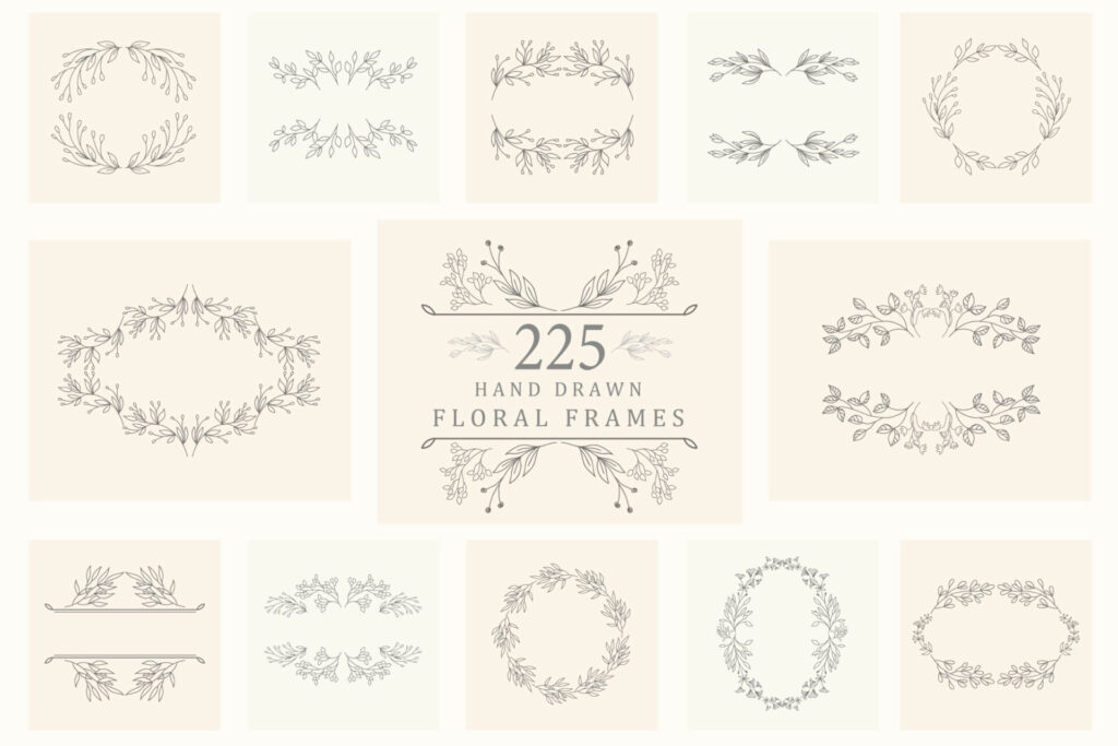 Hand Drawn Floral Frames Bundle: Redrafting the Canvas of Digital Design - Image 1