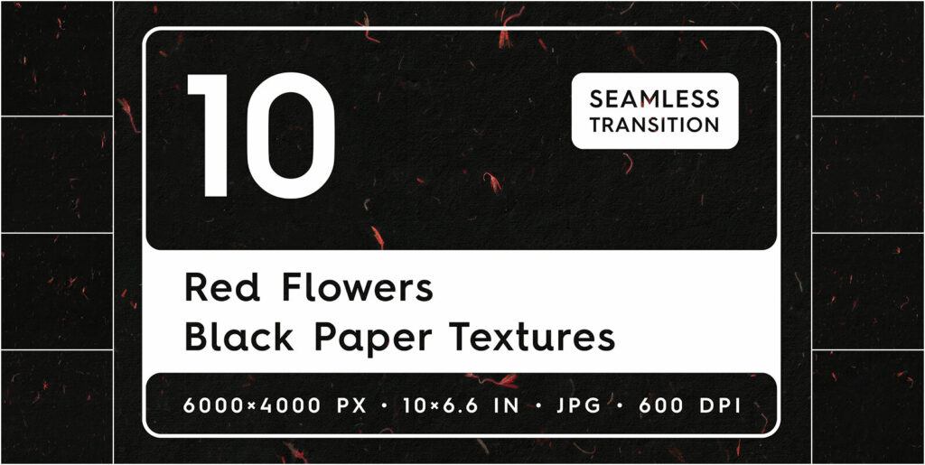 Unveiling Subtlety: The Graphic Allure of Red Flowers on Black Paper Textures - Image 1