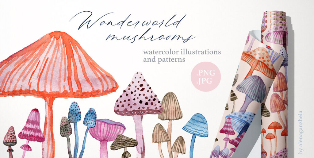 Journey through Artistic Enchantment: Exploring Wonderland Mushroom Graphics - Image 1