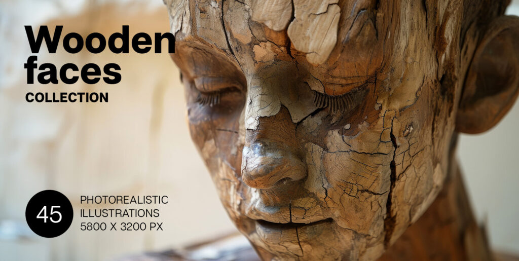 Reimagining Artistry: The Resonance of Wooden Faces Digital Graphics - Image 1