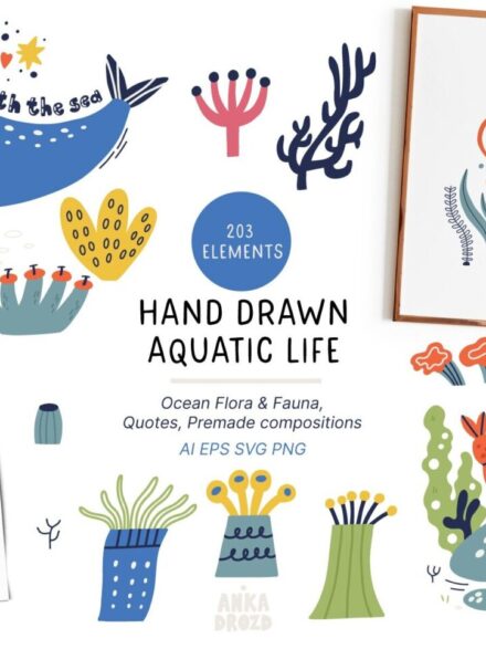 Dive into Creativity: The Mystique and Grandeur of Aquatic Life Graphics Collection - Image 1