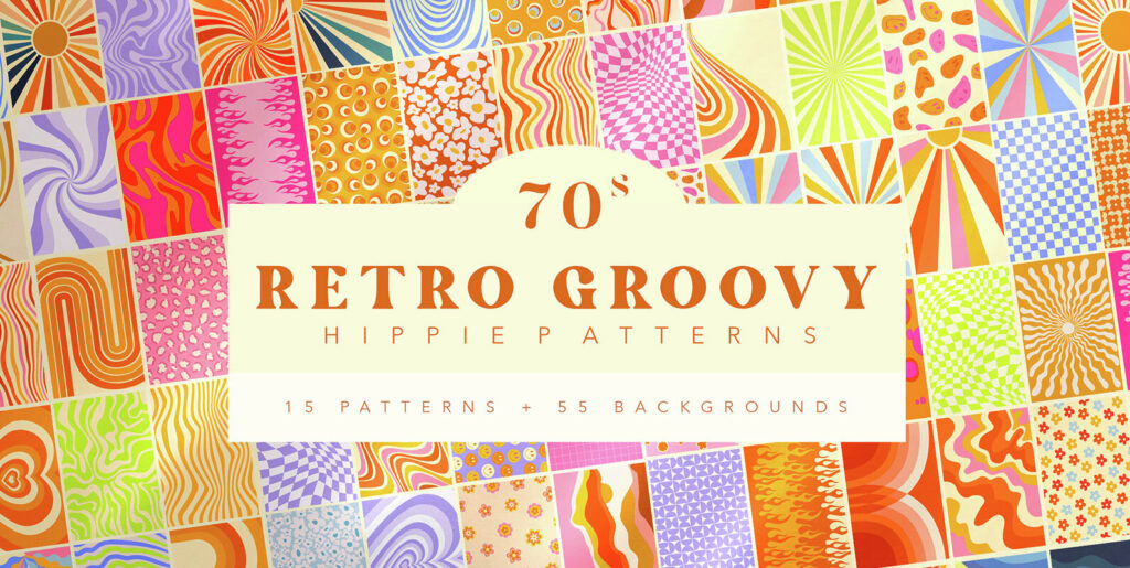 Retro Groovy Hippie Patterns: Reviving Nostalgic Aesthetics in a Contemporary Digital Canvas - Image 1