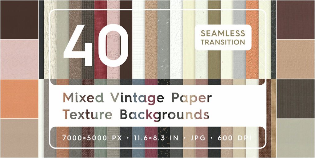 Discovering Vintage Versatility: The Brilliance of 40 Mixed Vintage Paper Texture Backgrounds - Image 1
