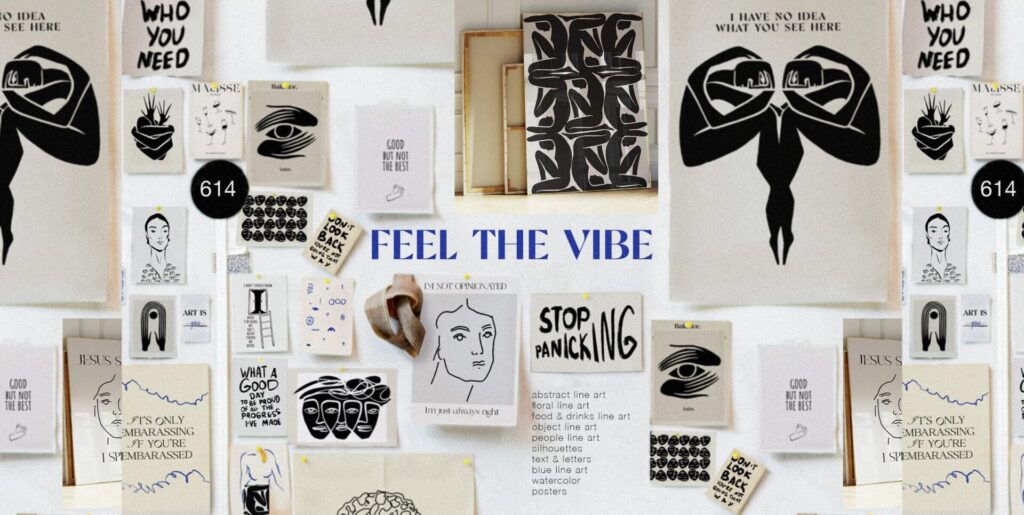 Feel the vibe posters line art Graphics - Image 1