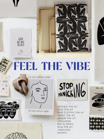 Feel the vibe posters line art Graphics - Image 2