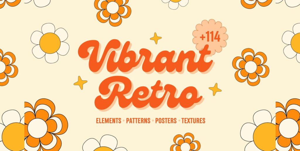 114 Vibrant Retro Graphic Collection Graphics - Image 1