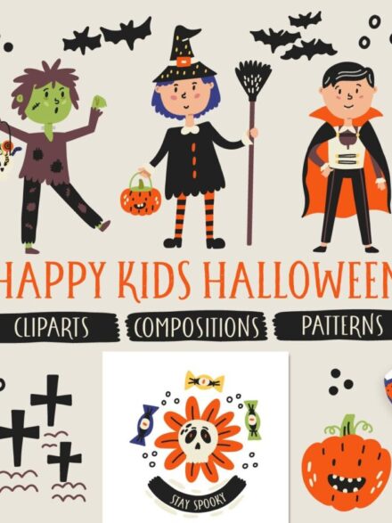 Happy Kids Halloween Graphics - Image 1