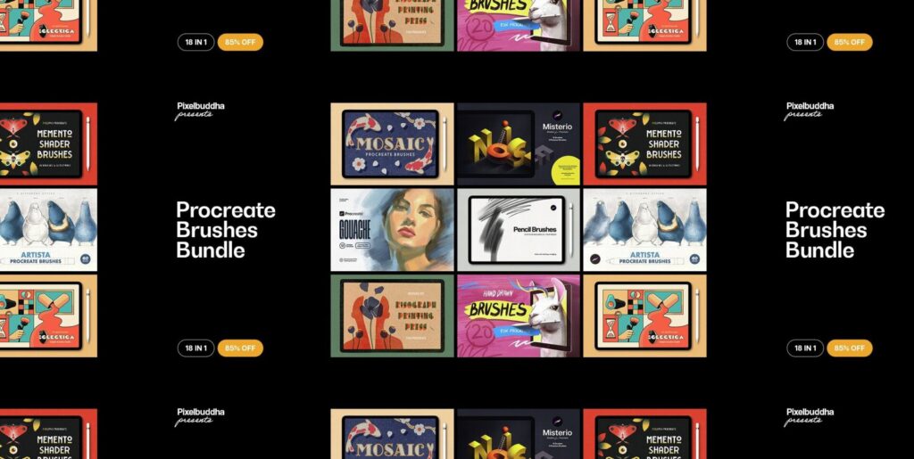 18 in 1 Procreate Brushes Bundle Extra - Image 1