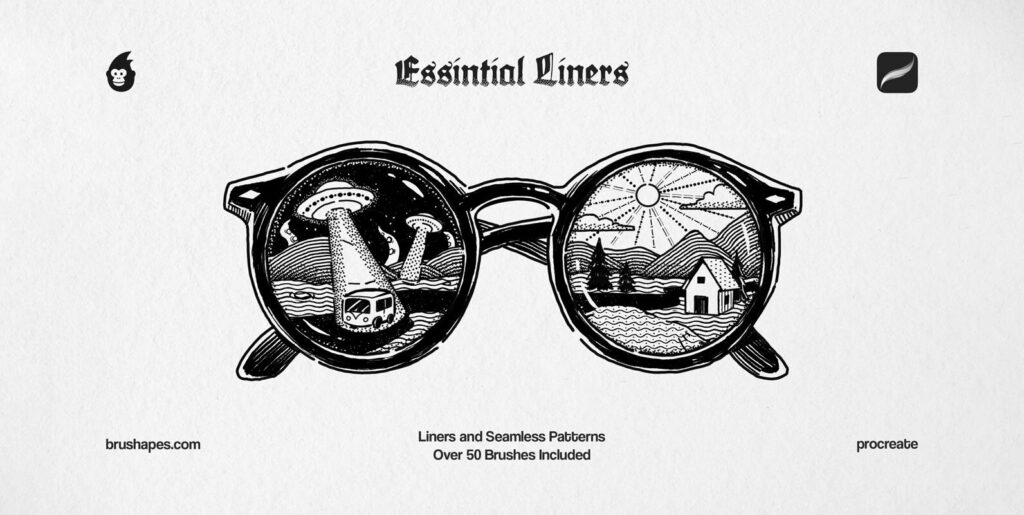 Procreate Essential Liner Brushes Extra - Image 1
