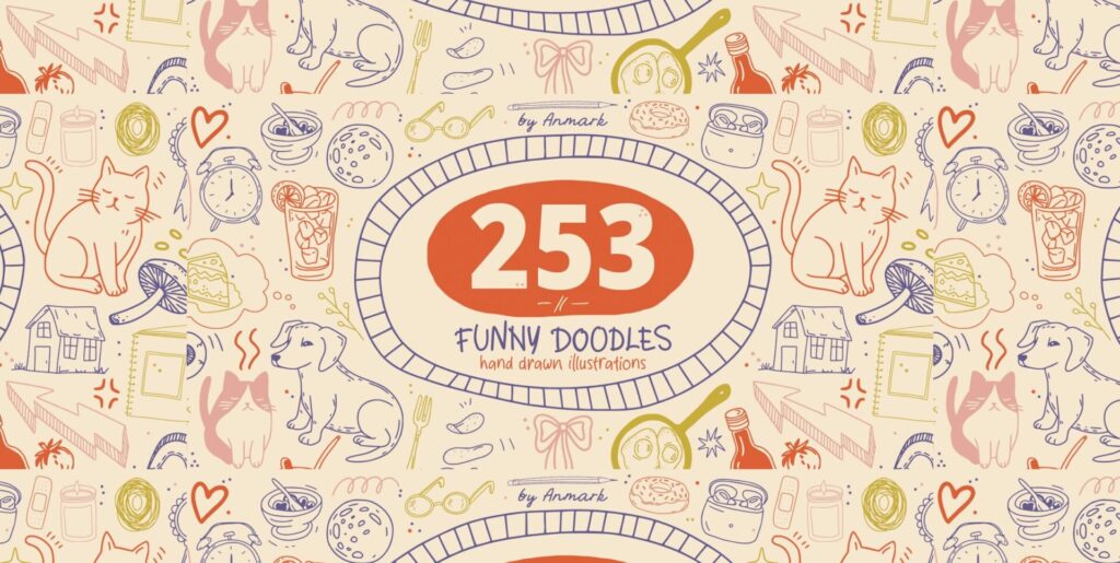 Funny Hand Drawn Doodles – Line Art Illustrations Graphics - Image 2