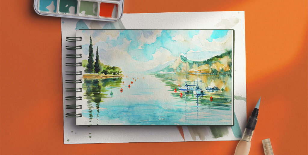 Artistic Watercolor Notebook Scene Creator Mockup Graphics - Image 1