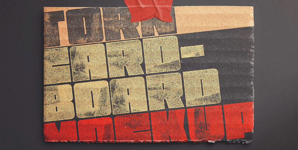 Torn Cardboard Mockup with Tape Graphics - Image 2