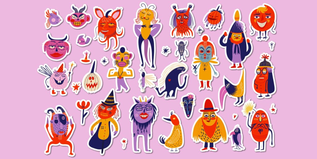 Funky Bizarre Halloween Characters SVG Bundle Graphics - Image 1