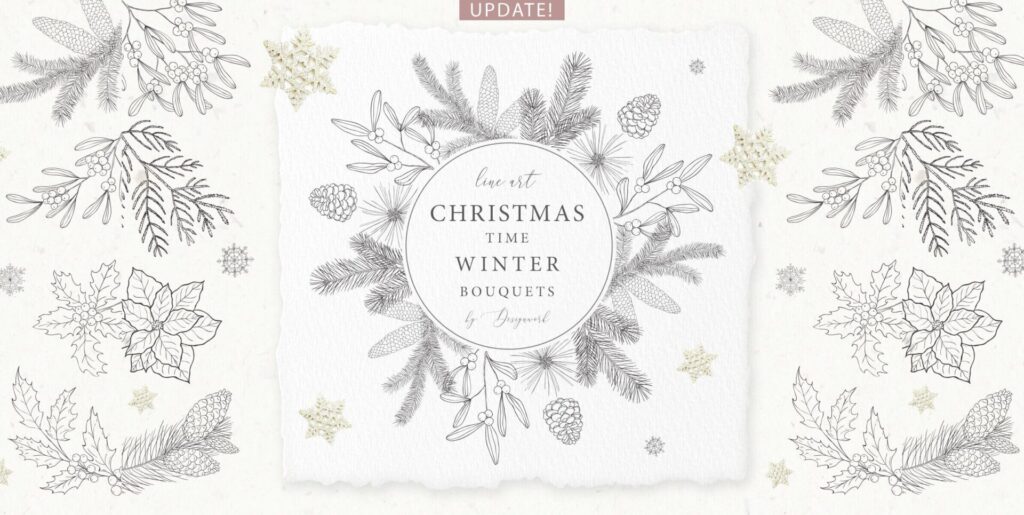 Christmas Time Winter Bouquets Graphics - Image 1