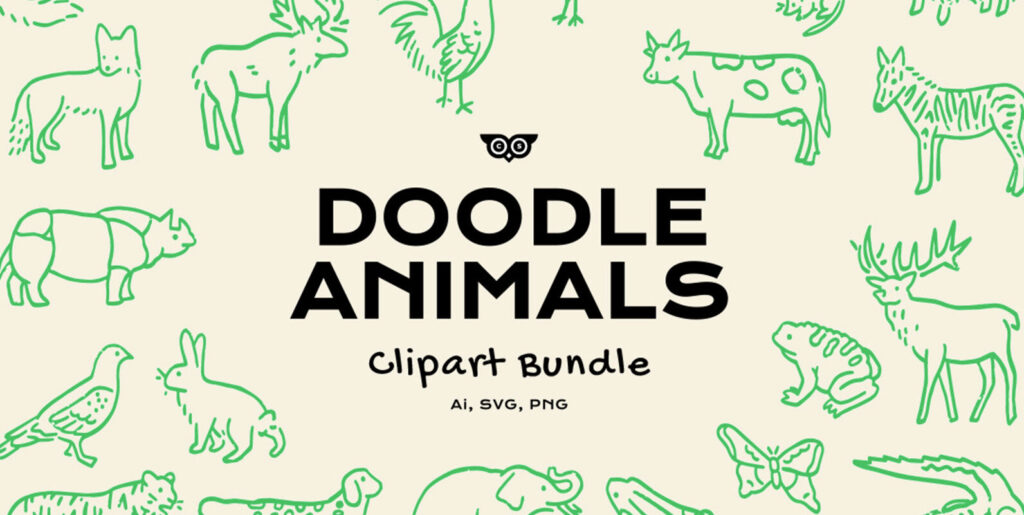 Doodle Animals Clipart Bundle Graphics - Image 1
