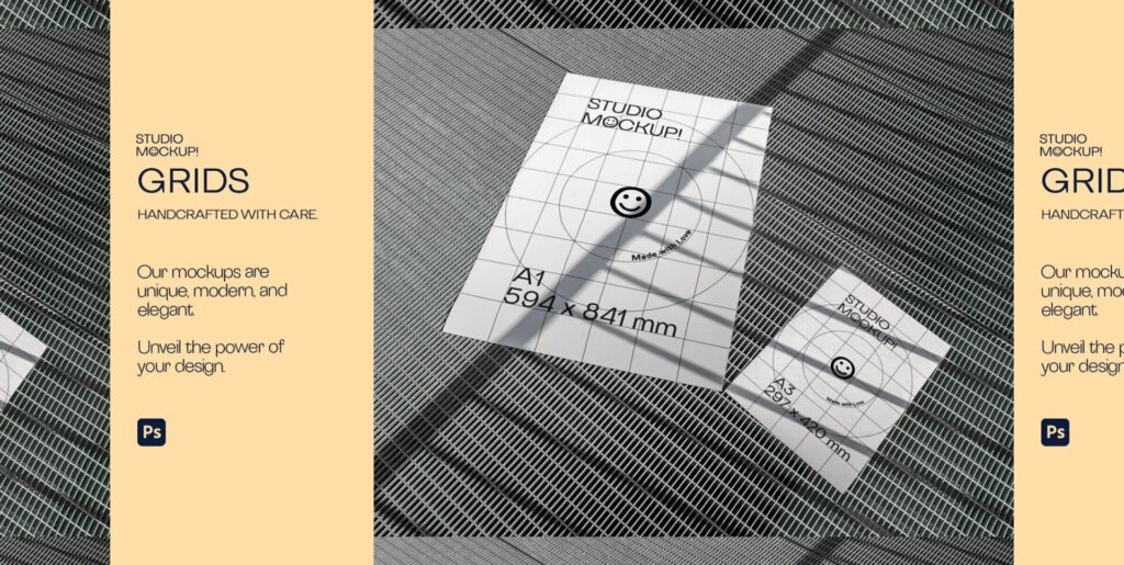 ARLES SERIES – A1 & A3 Grid Poster Mockup Graphics - Image 1