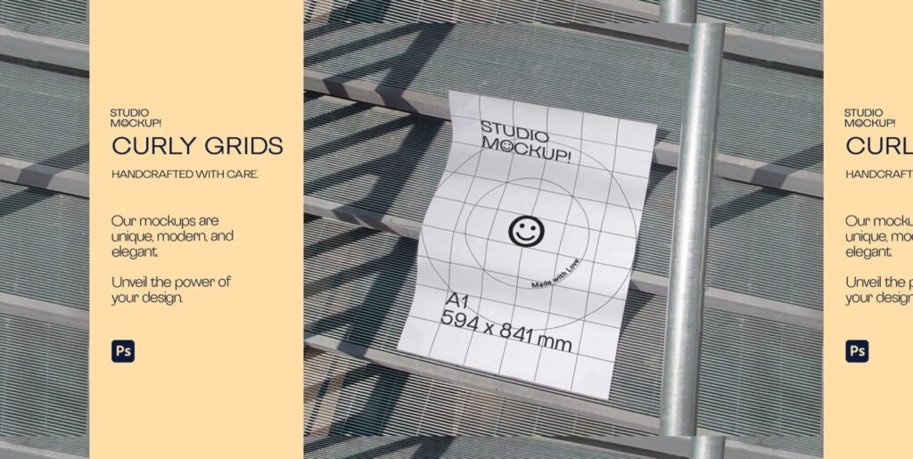 ARLES SERIES A1 Curly Grid Poster Mockup Graphics Graphics - Image 1