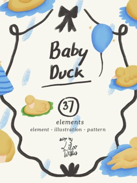 Baby duck clipart and pattern Graphics - Image 5