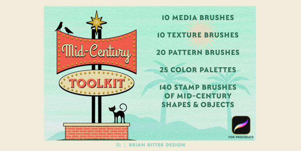 Mid Century Retro Toolkit for Procreate Extra - Image 2