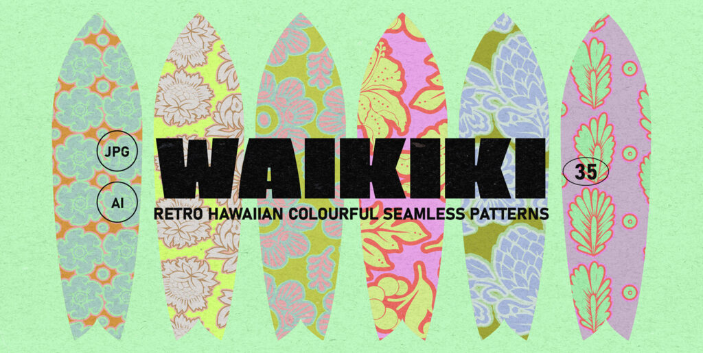Vintage Hawaiian Vector Patterns Graphics - Image 1