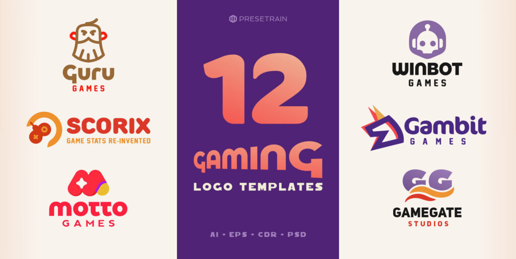 12 Gaming Logo Templates Graphics - Image 1