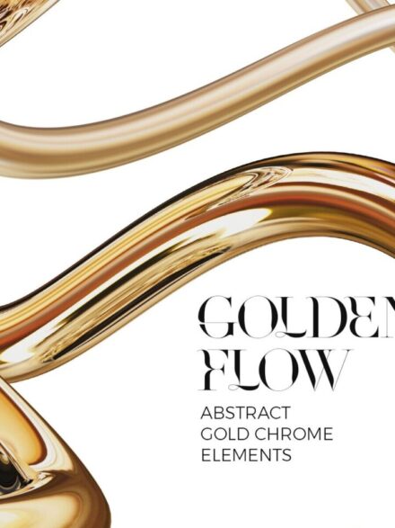 Golden Flow Abstract 3D Elements Graphics - Image 6