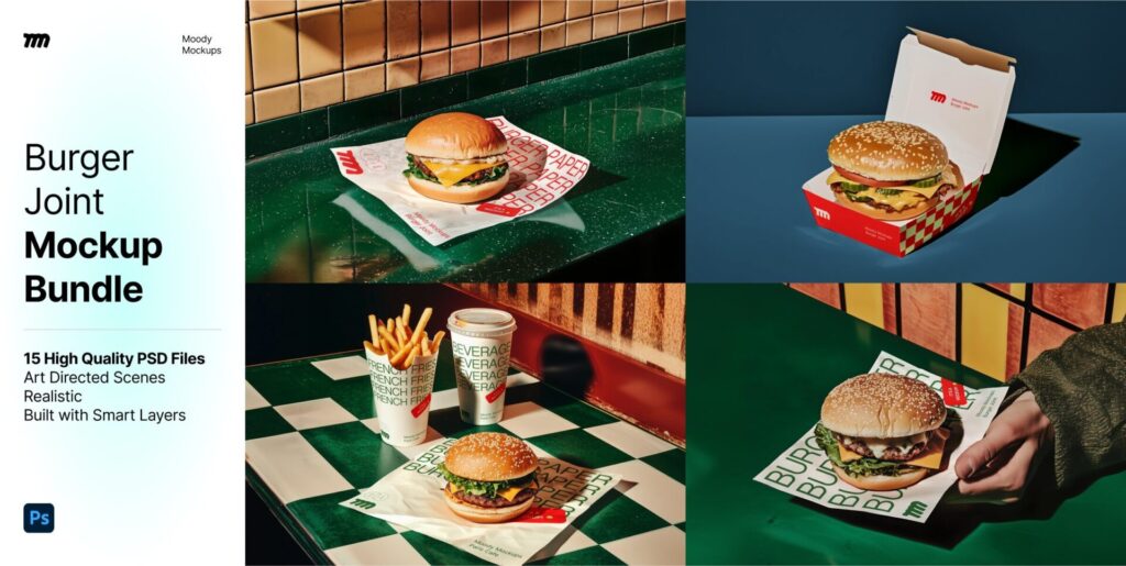 15 Burger Joint Mockups Bundle Graphics - Image 1