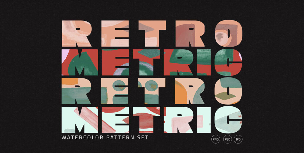 Watercolor Retrometric Pattern Pack Graphics - Image 1