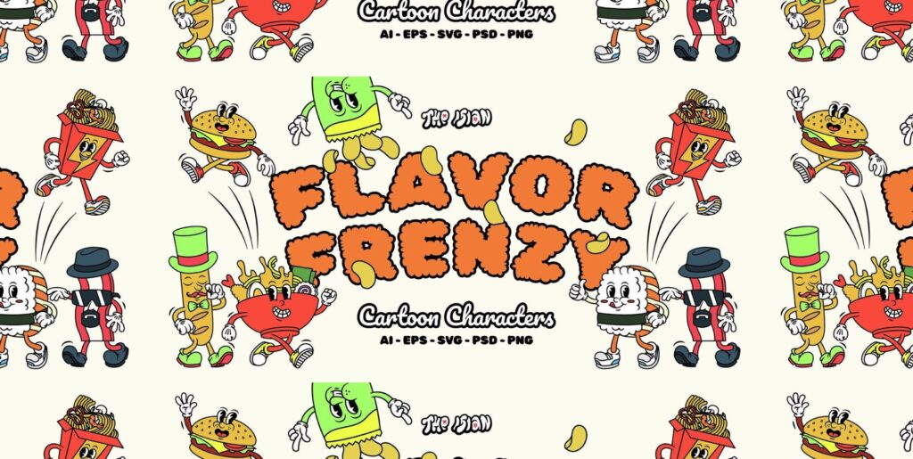 Flavor Frenzy Cartoon Characters Graphics - Image 1