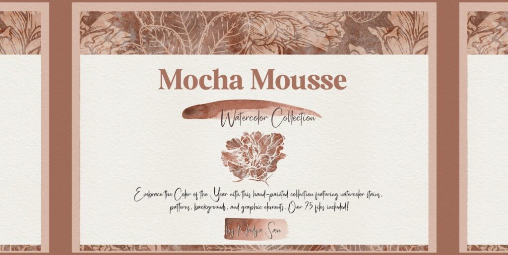 Mocha Mousse Watercolor Collection Graphics - Image 1