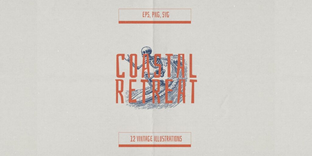 Coastal Retreat Vintage Illustration Graphics - Image 1