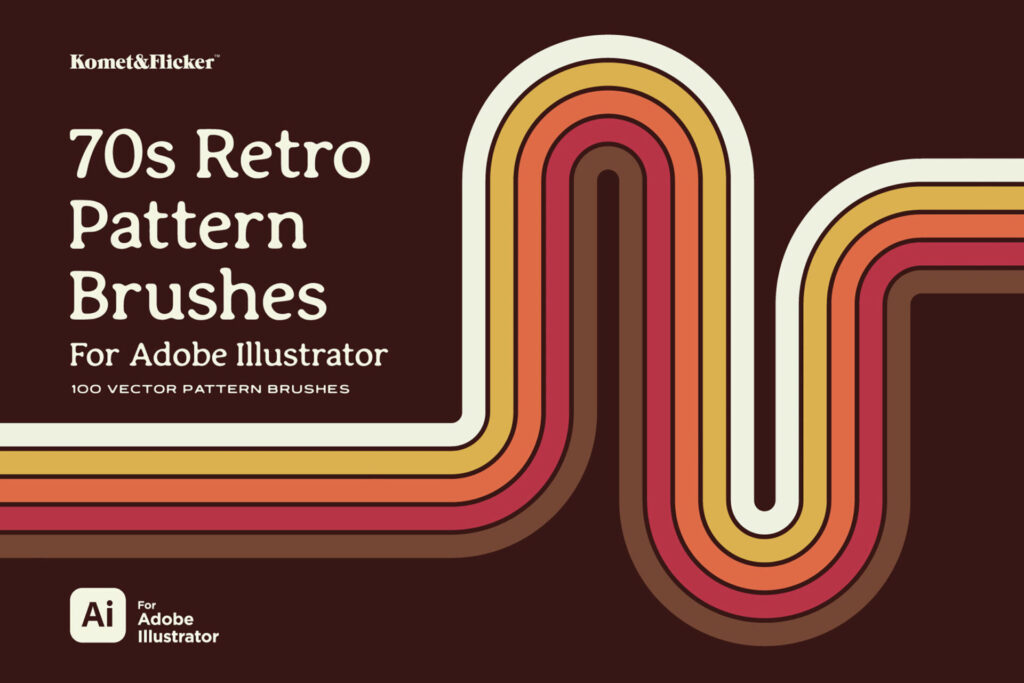 70s Retro Pattern Brushes for Adobe Illustrator Extra - Image 1