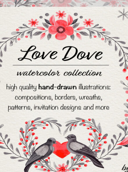Love Dove Watercolor Wedding Collection Graphics - Image 1
