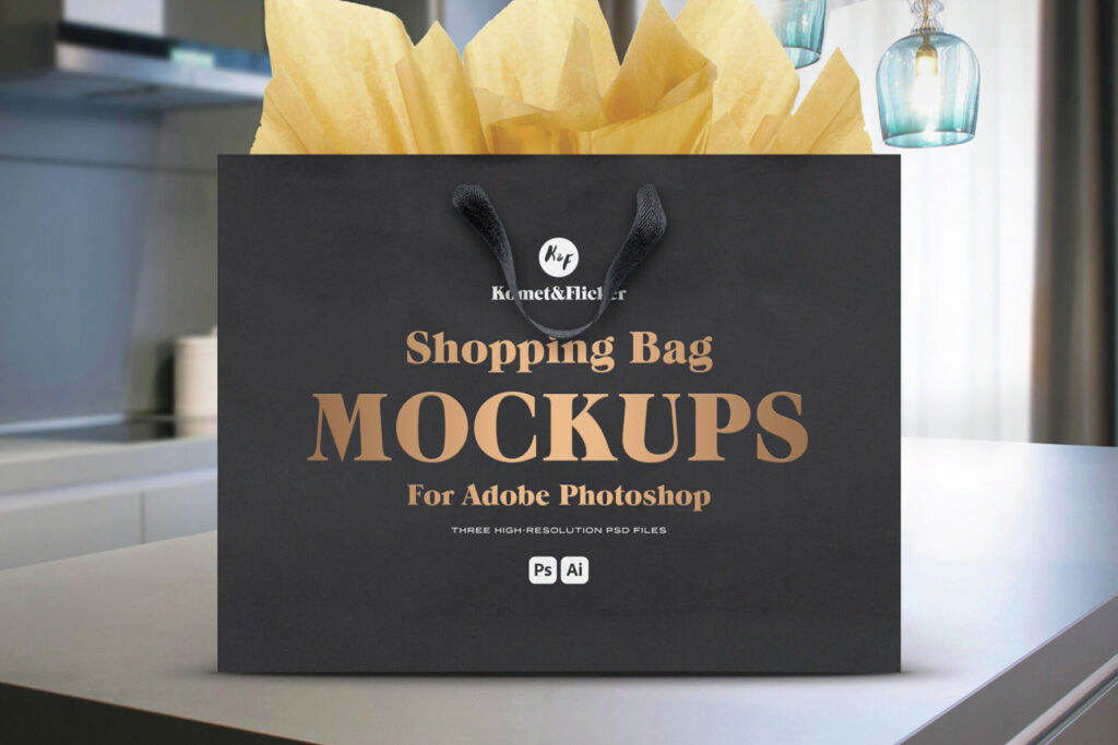 Black Shopping Bag Mockup for Photoshop Graphics - Image 1