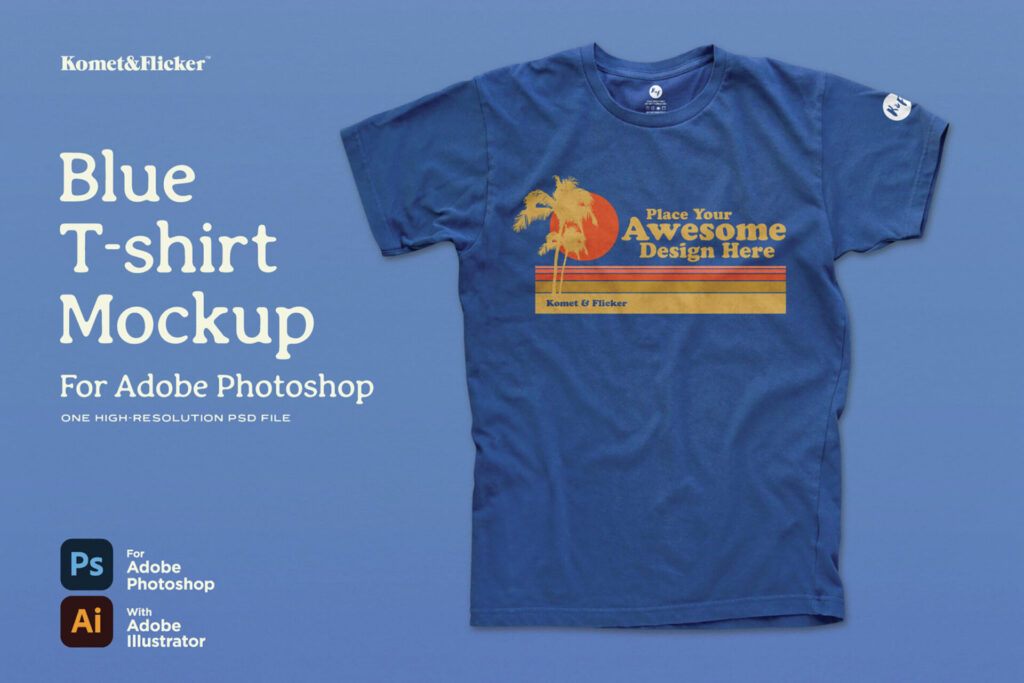 Blue T-shirt Mockup for Photoshop Graphics - Image 1