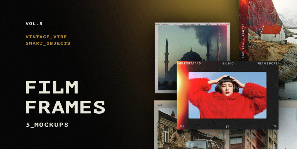 Retro Film Frames Mockups Graphics - Image 1