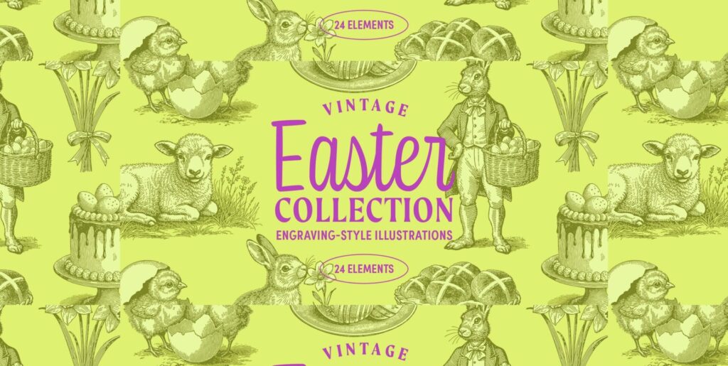 Vintage Easter Illustrations Graphics - Image 1