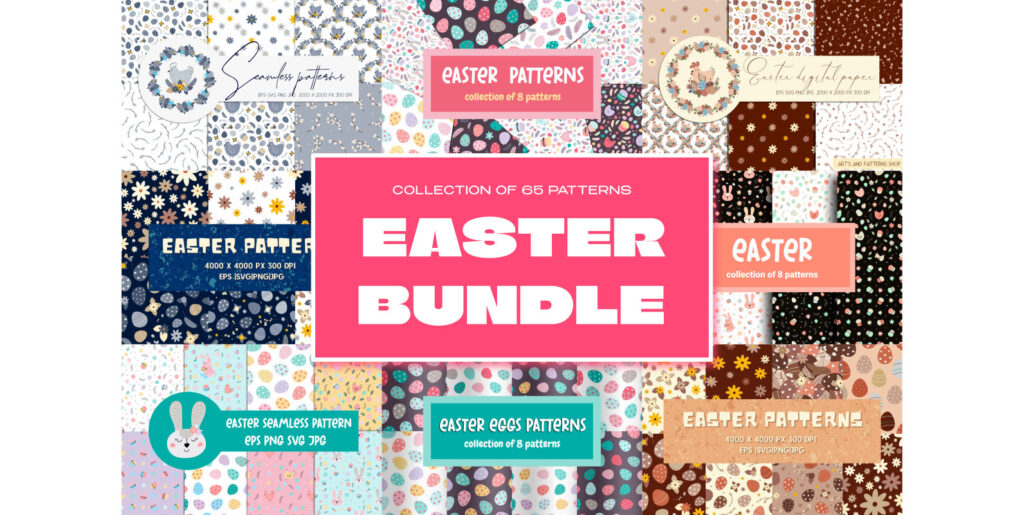 65 Easter Seamless Patterns Bundle Graphics - Image 1