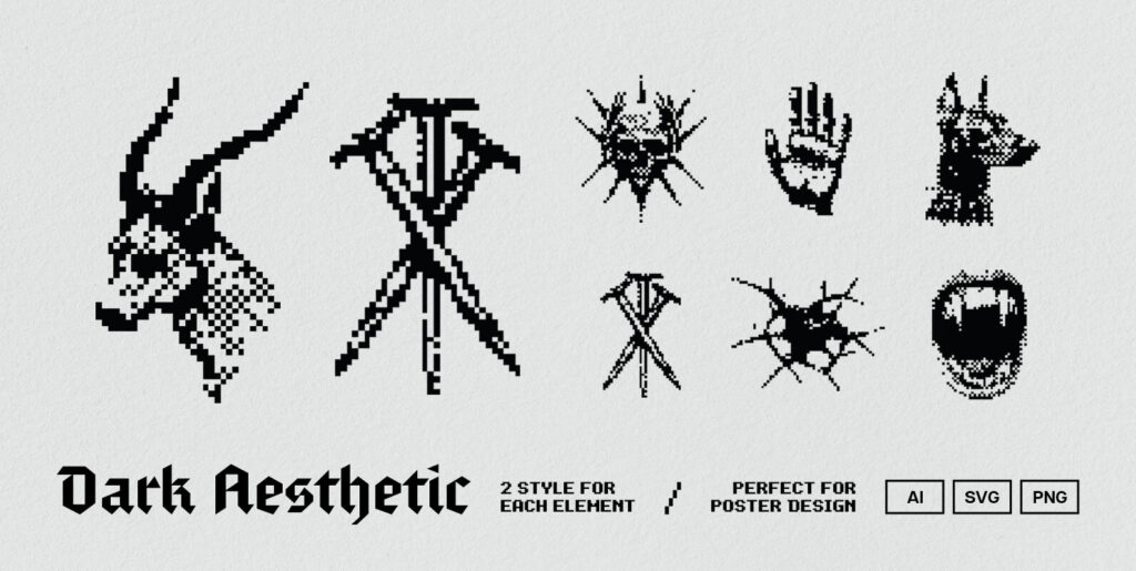 Dark Aesthetic Dithering Graphic Pack Graphics - Image 1