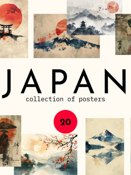 30 Retro Japan Posters Graphics - Image 1