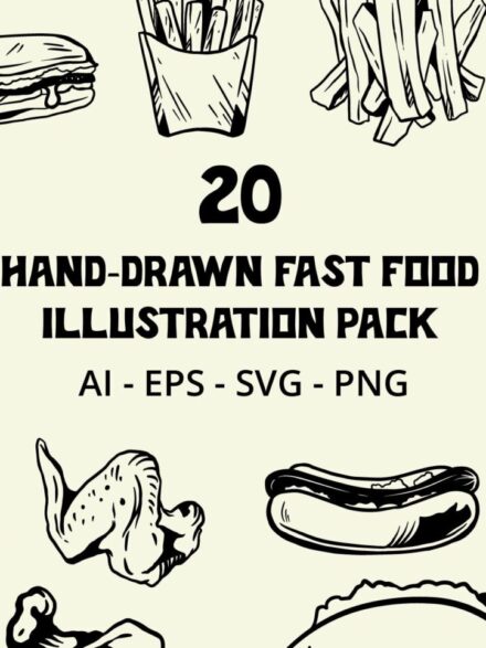 Hand Drawn Fast Food Illustration Graphic Graphics - Image 1