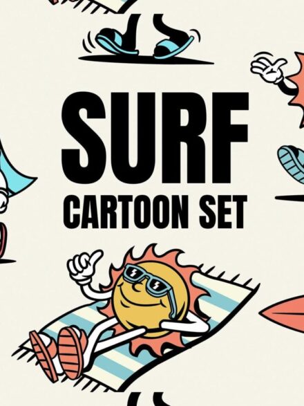 Surf Cartoon Set Graphics - Image 1