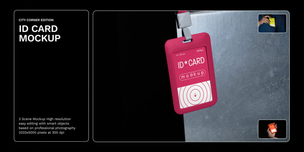 3 Realistic Scene City Corner Edition ID Card Mockup – VOL 2 Graphics - Image 1