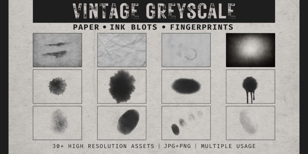Vintage Paper Greyscale Textures Graphics - Image 1