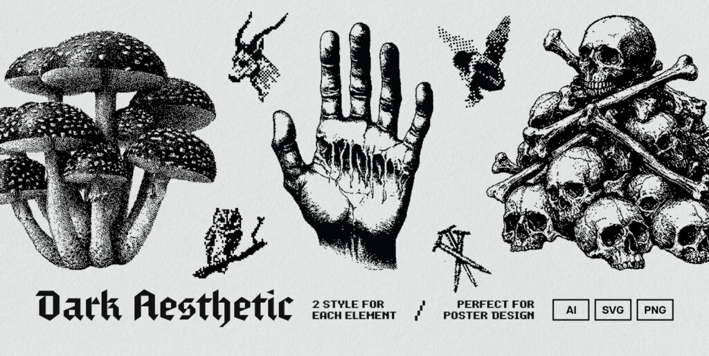 Dark Aesthetic Dithering Graphic Bundle Graphics - Image 1