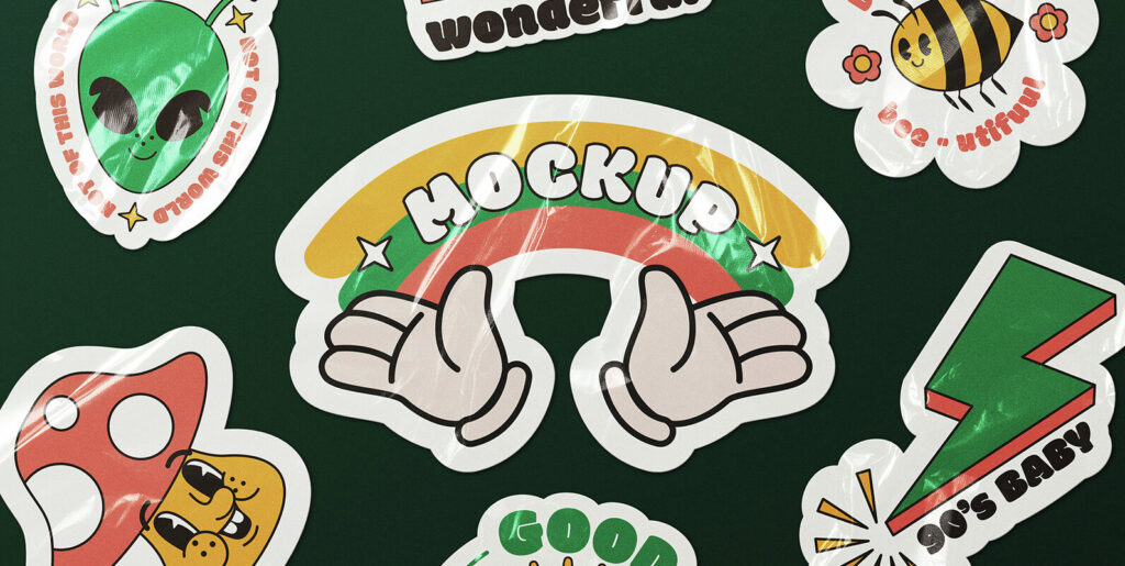 Wrinkled Sticker Mockup Graphics - Image 1
