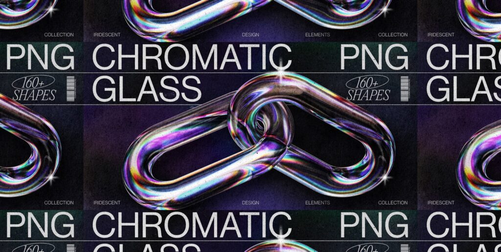 Chromatic Glass Shapes 162 Iridescent 3D Elements Graphics - Image 1