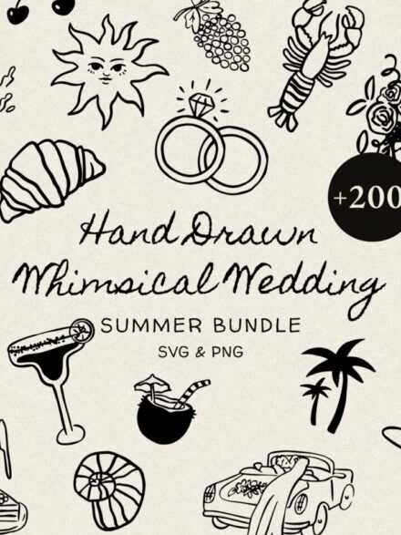 206 Whimsical Wedding Summer Clipart Bundle Graphics - Image 7