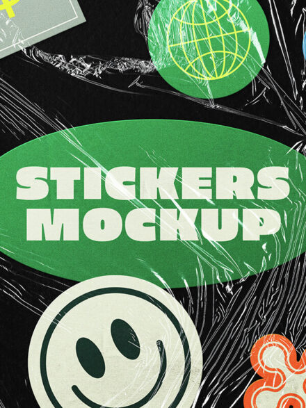 Wrinkled Plastic Stickers Mockup Graphics - Image 8