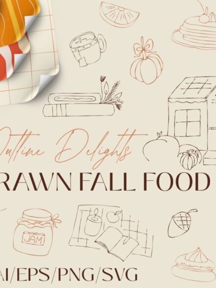 Autumn Outline Hand-Drawn Food Fall Graphics - Image 12